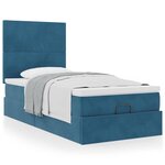 vidaXL Cadre de lit ottoman avec matelas bleu foncé 90x200 cm velours