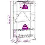 vidaXL Porte-vêtements et étagères et roulettes 110x40x180 cm bambou