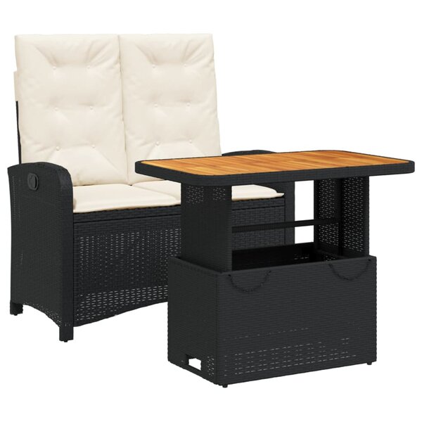 vidaXL Ensemble à manger de jardin coussins 2Pièces noir résine tressée