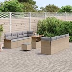 vidaXL Ensemble de canapé de jardin 11 Pièces Beige polyrotin