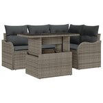 Ensemble de Canapé de Jardin de 5 Pièces avec Coussins Gris en Rattan Synthétique