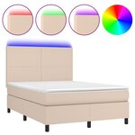 vidaXL Sommier à lattes de lit avec matelas LED Cappuccino 140x200 cm
