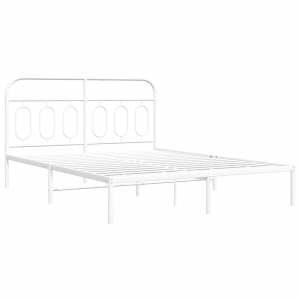 vidaXL Cadre de lit métal avec tête de lit blanc 140x200 cm