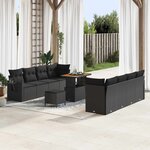 vidaXL Ensemble de canapé de jardin 11 Pièces Noir Poly rotin