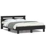 vidaXL Cadre de lit avec tête de lit et LED noir 140x190 cm