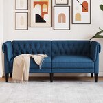 vidaXL Canapé Chesterfield 2 places bleu tissu