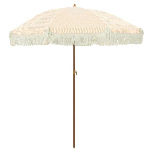 vidaXL Parasol Jaune et blanc Ø 160 x 195 cm Acier