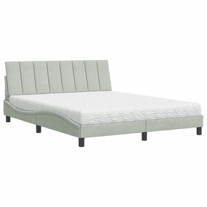 vidaXL Lit avec matelas Hanko gris clair 160x200 cm velours