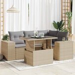 vidaXL Salon de jardin avec coussins 5 Pièces beige résine tressée