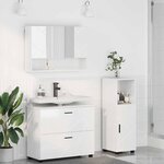 vidaXL Ensemble de mobilier de salle de bain 3 Pièces Blanc brillant