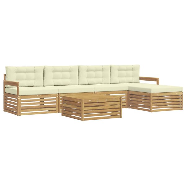 vidaXL Ensemble de canapés d'extérieur 7 pc Blanc et crème Polyester