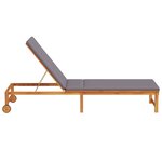 vidaXL Chaise longue avec coussins gris clair en bois massif d'acacia