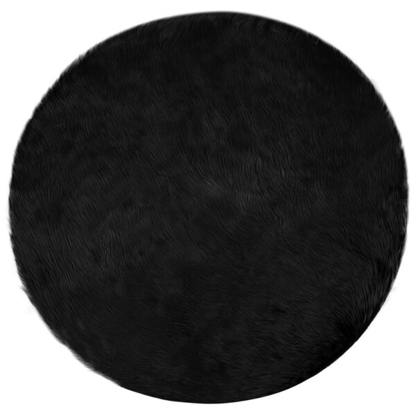 vidaXL Tapis en fausse Tafalla Noir Ø 120 cm Polyester