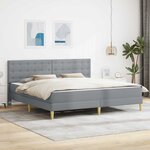 vidaXL Cadre de lit avec matelas Gris clair 180 x 200 cm Tissu