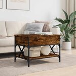 vidaXL Table basse chêne fumé 70x50x50 cm bois d'ingénierie et métal