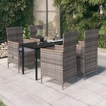 vidaXL Ensemble à manger de jardin avec coussins 5 Pièces Gris