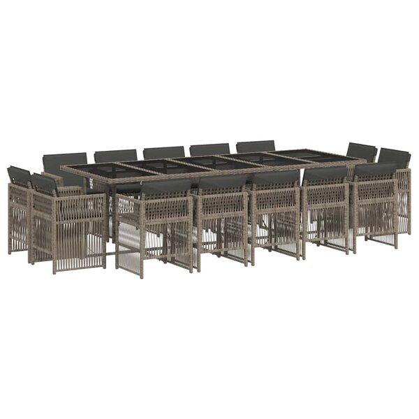 vidaXL Ensemble à manger de jardin 15 Pièces coussins gris résine tressée