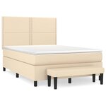 vidaXL Sommier à lattes de lit avec matelas Crème 140x200 cm Tissu