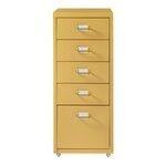 Caisson de bureau armoire meuble de rangement à roulettes avec 5 tiroirs 69 x 28 x 41 cm jaune 03_0009101