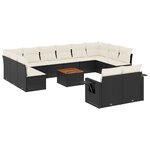vidaXL Salon de jardin avec coussins 13 Pièces noir résine tressée
