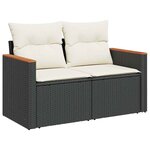 vidaXL Salon de jardin 5 Pièces avec coussins noir résine tressée