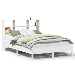 vidaXL Lit bibliothèque sans matelas blanc 140x190 cm bois pin massif