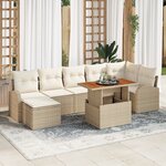 Ensemble de 8 Pièces de Canapé de Jardin avec Coussins Beige Poly Rattan