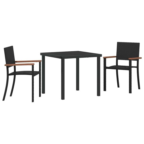 vidaXL Ensemble de salle à manger pour jardin 3 Pièces Noir