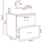 vidaXL Vanité de lavabo mural Chêne fumé 49 5 x 41 x 62 5 cm