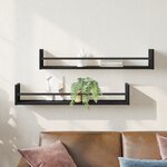 vidaXL Étagères murales 2 Pièces Chêne Noir 80x16x14 cm Bois d'ingénierie