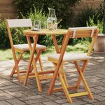 vidaXL Ensemble Bistro Pliable 3 Pièces avec Coussins en Bois d'Acacia Solide