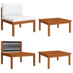 vidaXL Salon de jardin 7 pièces avec coussins  bois d'acacia crème et corde