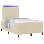 vidaXL Lit à ressorts avec matelas avec LED Crème 120 x 200 cm tissu
