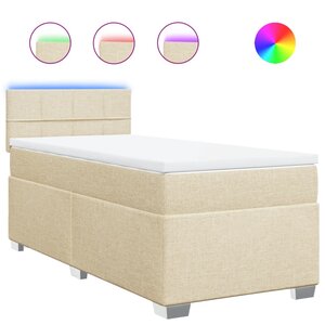 vidaXL Sommier à lattes de lit et matelas Crème 90x190 cm Tissu