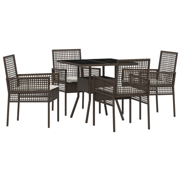 vidaXL Ensemble de salle à manger de jardin 5 pièces en poly rattan marron