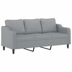 vidaXL Canapé 3 places avec oreillers gris clair 180 cm tissu