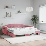 vidaXL Lit de jour avec lit gigogne rose 90x200 cm velours