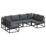 vidaXL Ensemble de canapé de jardin 6 Pièces Noir 283 x 141.5 x 71 cm
