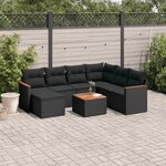 vidaXL Salon de jardin 8 Pièces avec coussins noir résine tressée