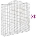 vidaXL Paniers à gabions arqués 3 Pièces 200x50x200/220 cm Fer galvanisé
