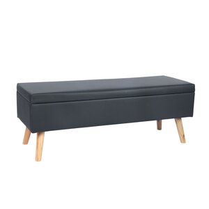 Banquette de rangement banc d'appoint 40 x 110 x 40 cm en similicuir noir 13_0017483
