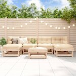 vidaXL Salon de jardin 7 Pièces avec coussins bois massif