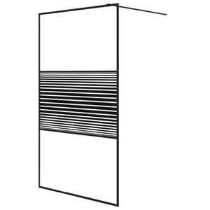 vidaXL Paroi de douche Noir 115x195 cm Verre ESG transparent
