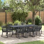 vidaXL Ensemble de salle à manger pour jardin 9 Pièces Noir Poly rotin
