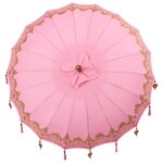 vidaXL Parasol balinais Rose (180-190) x 260 cm Coton et bois massif