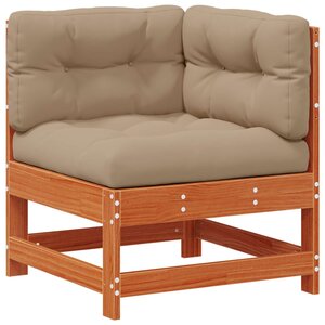 vidaXL Canapé d'angle de jardin Bois de pin massif Brun cire