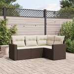 vidaXL Salon de jardin 4 Pièces avec coussins marron résine tressée