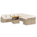 vidaXL Salon de jardin 11 Pièces avec coussins beige résine tressée