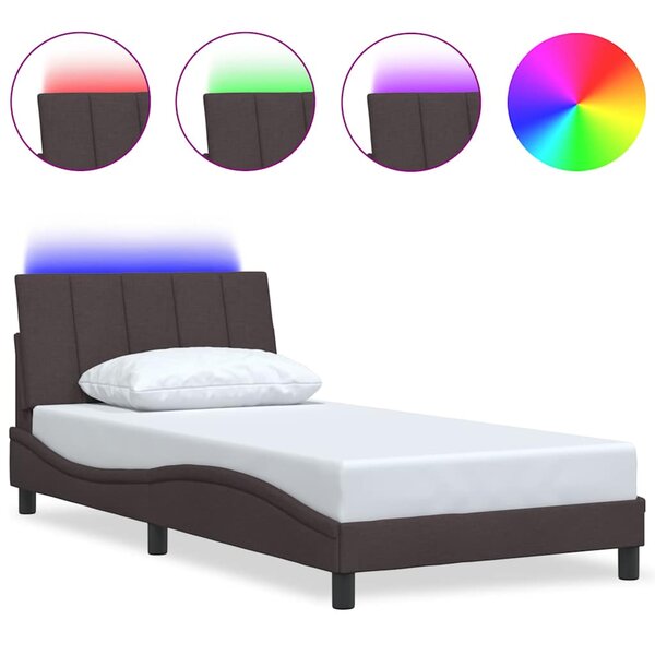 vidaXL Cadre de lit sans matelas Hanko marron foncé 100x200 cm tissu