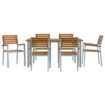 vidaXL Ensemble de salle à manger de jardin 7 pièces en bois d'acacia massif et métal